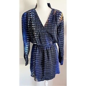 Parker • 100% Silk Blue Orange White Abstract Dress